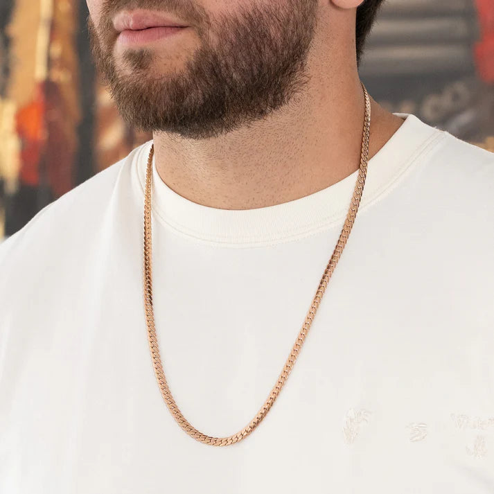 Cadena Serpiente Oro Rosa Laminado Italiano 18K