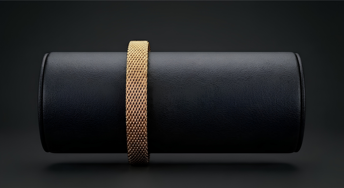 Pulseras Tejidas en Oro Laminado 18K: El Peso del Éxito.