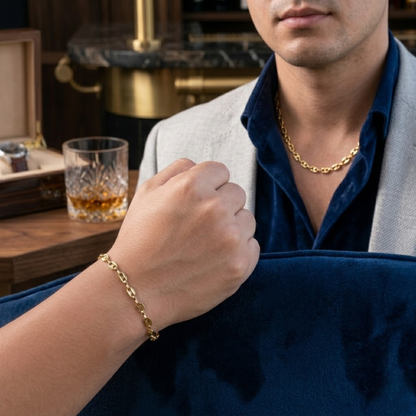 Combo Gucci Oro Laminado Italiano 18K – Cadena + Pulsera