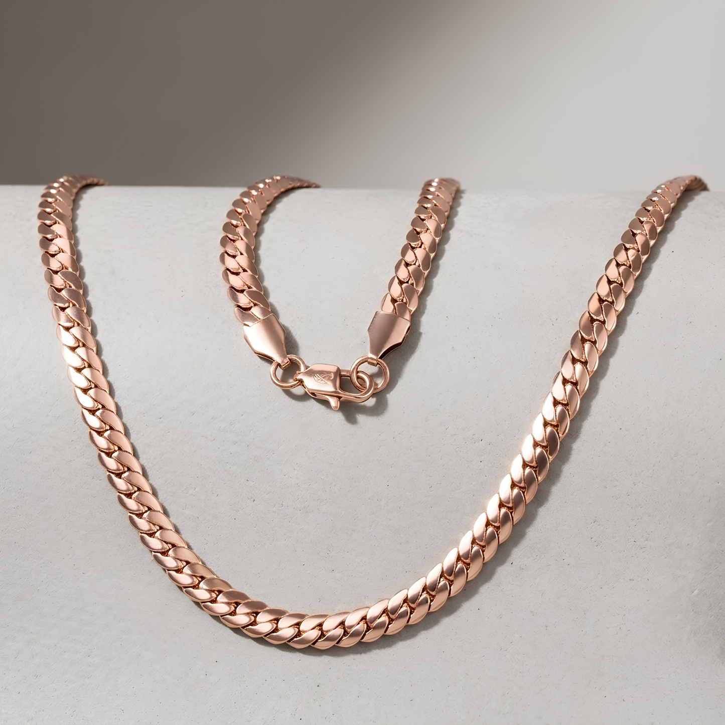 Cadena Serpiente Oro Rosa Laminado Italiano 18K