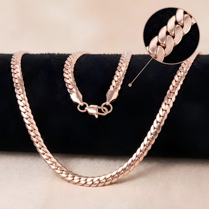 Cadena Serpiente Oro Rosa Laminado Italiano 18K