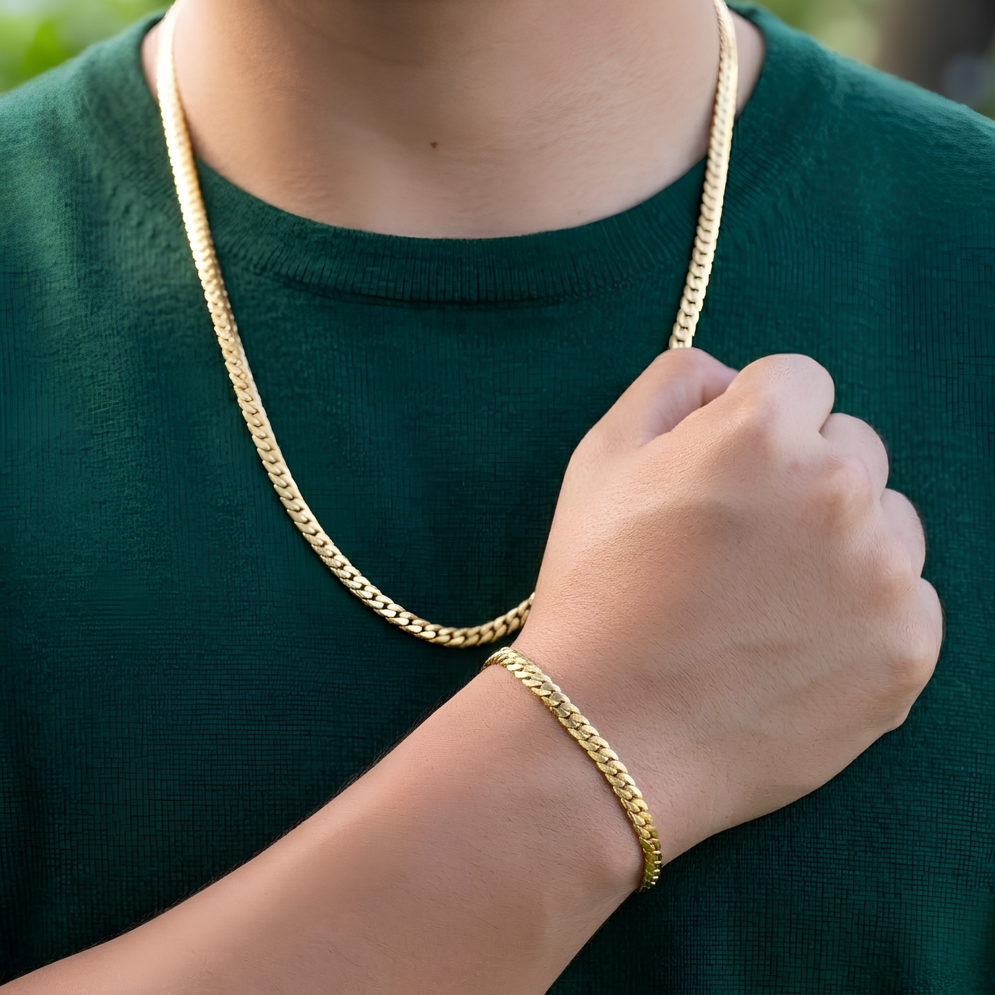 Combo Serpiente Oro Laminado Italiano 18K – Cadena + Pulsera