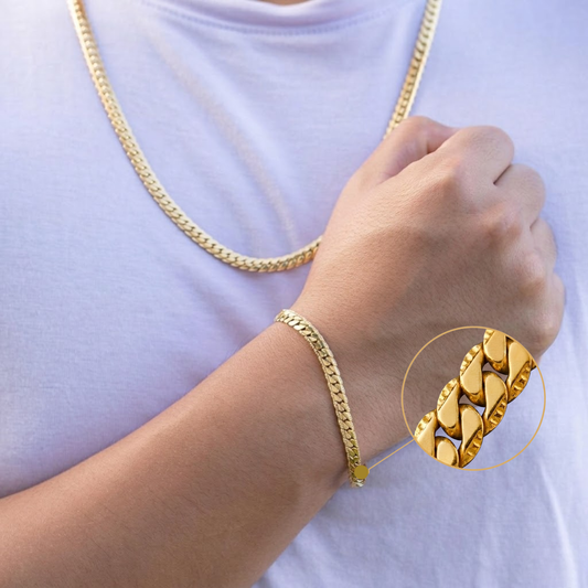 Combo Serpiente Grabada Oro Laminado Italiano 18K – Cadena + Pulsera